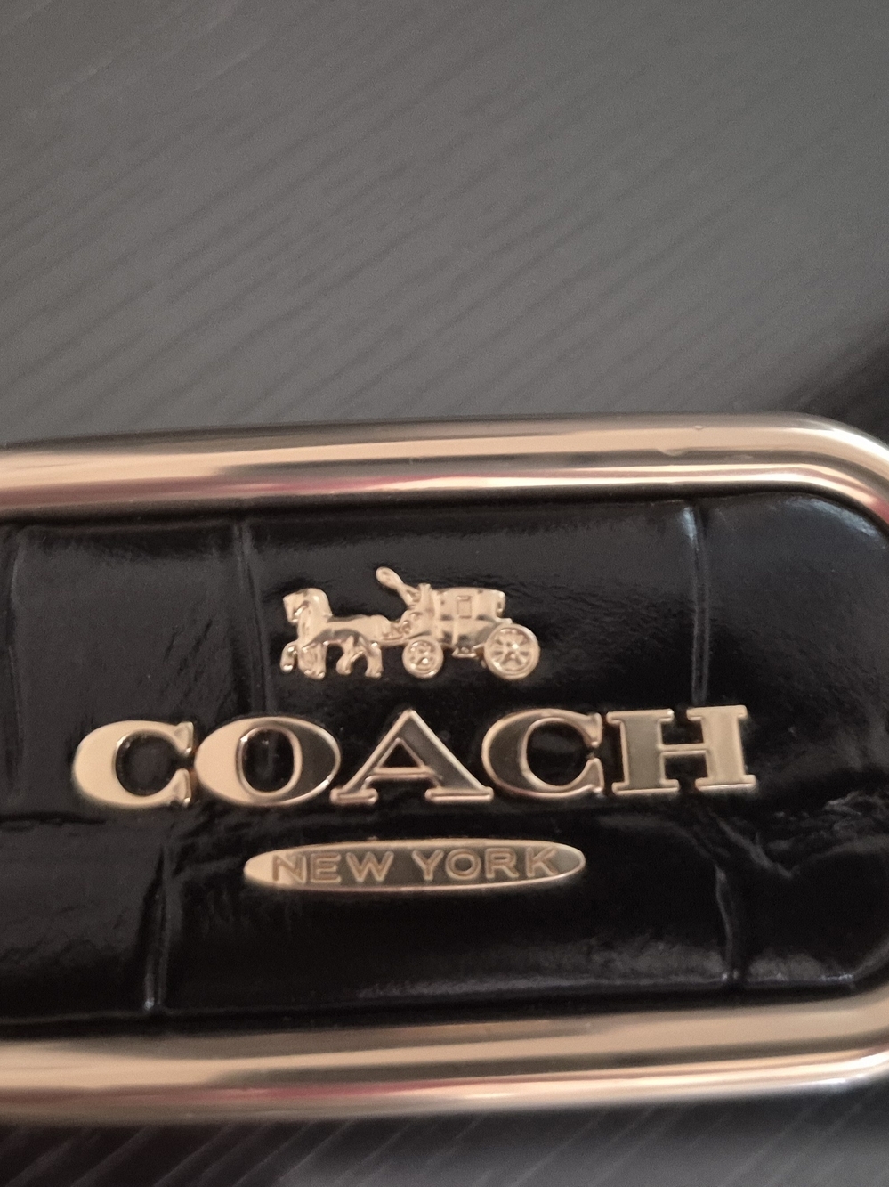 COACH- Black Patent Leather Belt w/ Gold Hardware. (Authentic) NWOT!